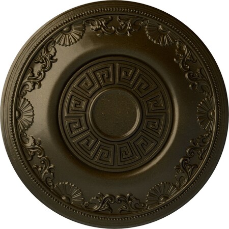 Ekena Millwork Nestor Ceiling Medallion (Fits Canopies up to 5"), Hand-Painted Green Gold, 25 7/8"OD x 2 1/4"P CM25NEGGS